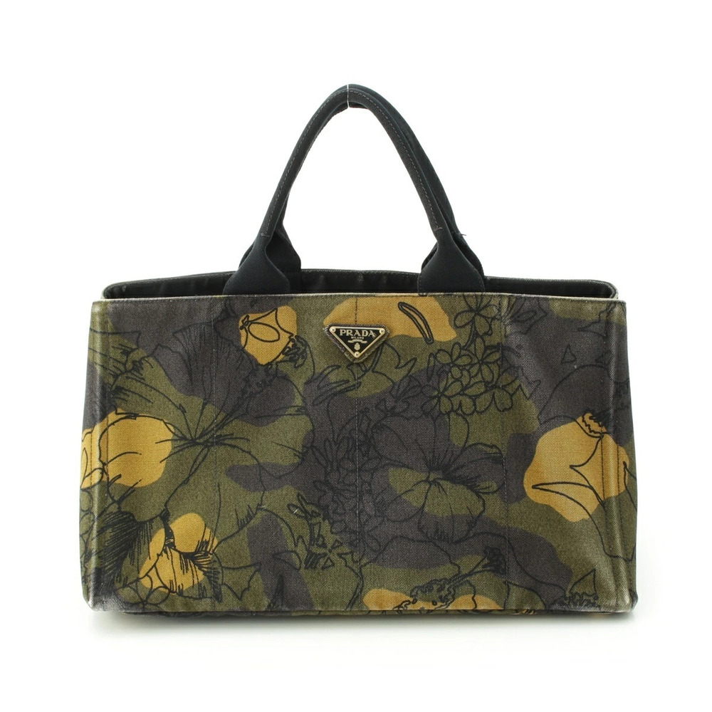 Prada Canapa Camouflage Floral Tote Bag Green